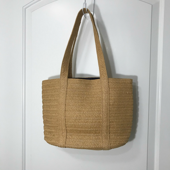 Draper James Straw Tote Beige Tan EUC - Picture 2 of 5